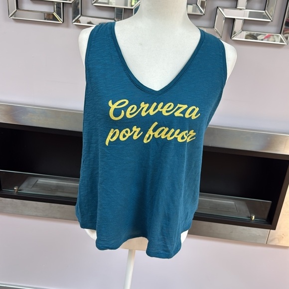 Express Tops - Express Ocean Blue Cerveza, por favor tank to size M